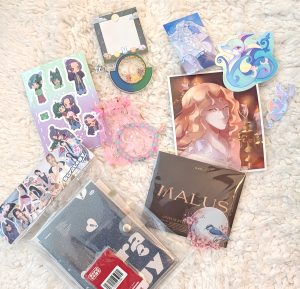 purchases from Anime Uwu and a retro game market and the Kpop Bestie's market
