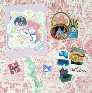 stuff I bought at the last ever Anime Uwu market at the mall