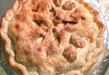 photograph of homemade historical apple tart pie