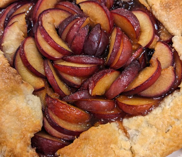 photograph of plum and cherry crostata