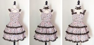 refashioned lolita dress worn 3 different ways, low waist, regular waist, high waist, with different accessories