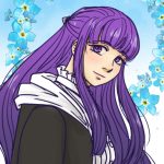 portrait of Fern from Frieren anime looking over her shoulder with a small smile