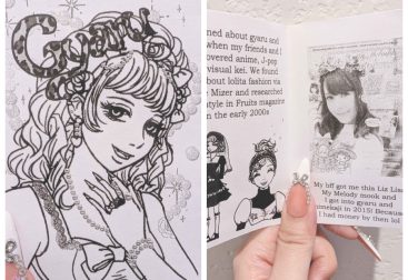 collage photo of gyaru zine cover and interior, black and white