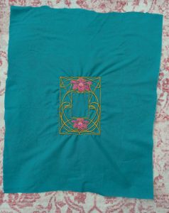 the finished stitch out, minus a few rounds of stitching