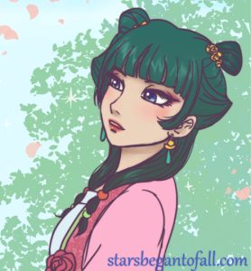 portrait of Maomao in her formal robes for the Garden Party episode of Apothecary Diaries anime