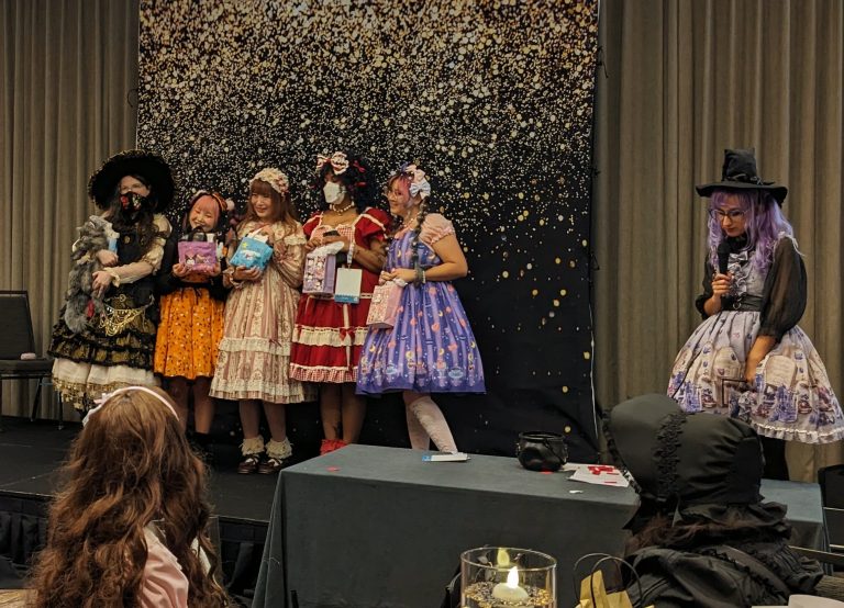 photo of fashion guests at the San Japan Okashicon fashion mixer on stage