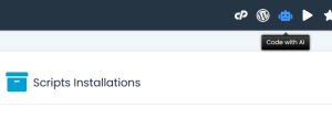 screenshot of my control panel with a robot head titled "code with AI" get that shit out of my face
